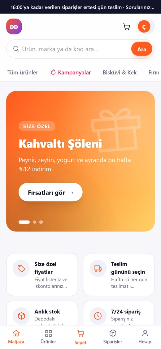 B2B mağaza telefonda